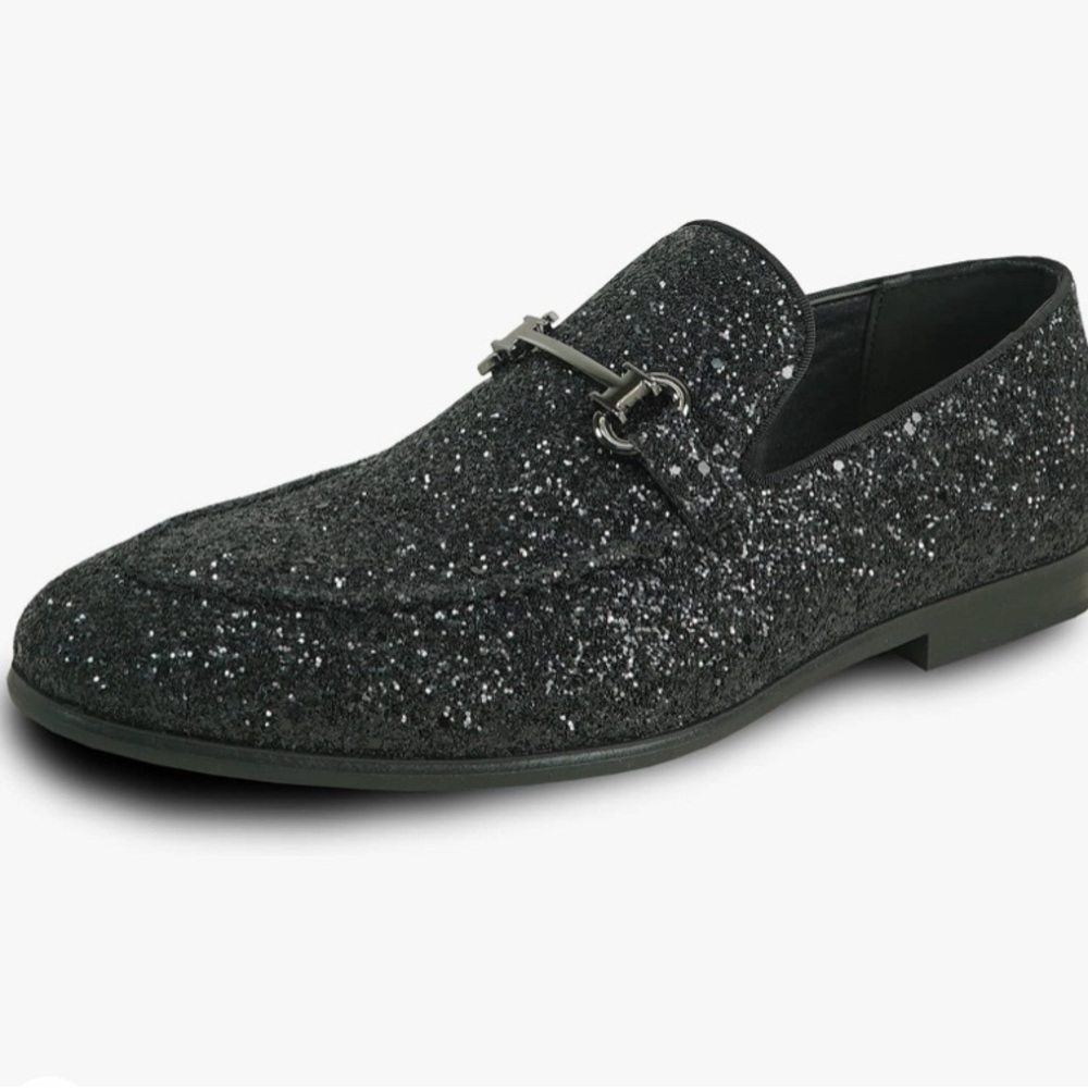 🛒👞🪻Bravo! Men’s Black Glitter Dress Shoe Loafer, Size 12 Medium.